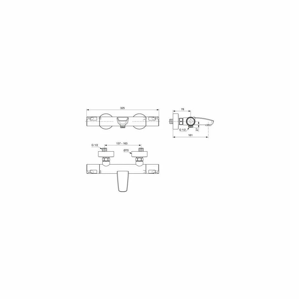 Baterie termostatata cada/dus Ideal Standard Ceratherm T50, crom lucios