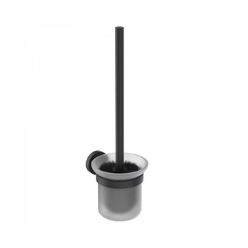 Perie WC cu suport iom Ideal Standard silk black, pahar sticla mata, negru mat