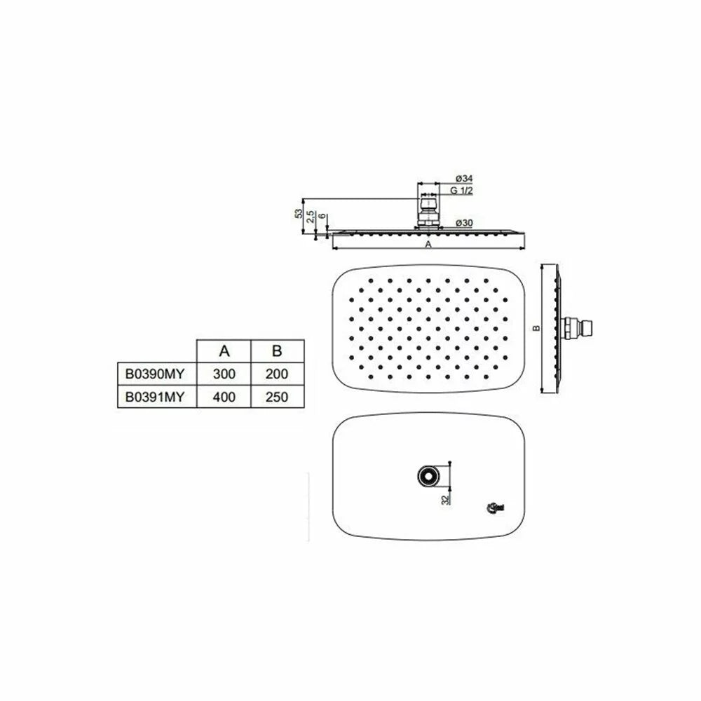 DUS FIX IDEALRAIN LUXE DREPTUNGHIULAR 200X300 MM