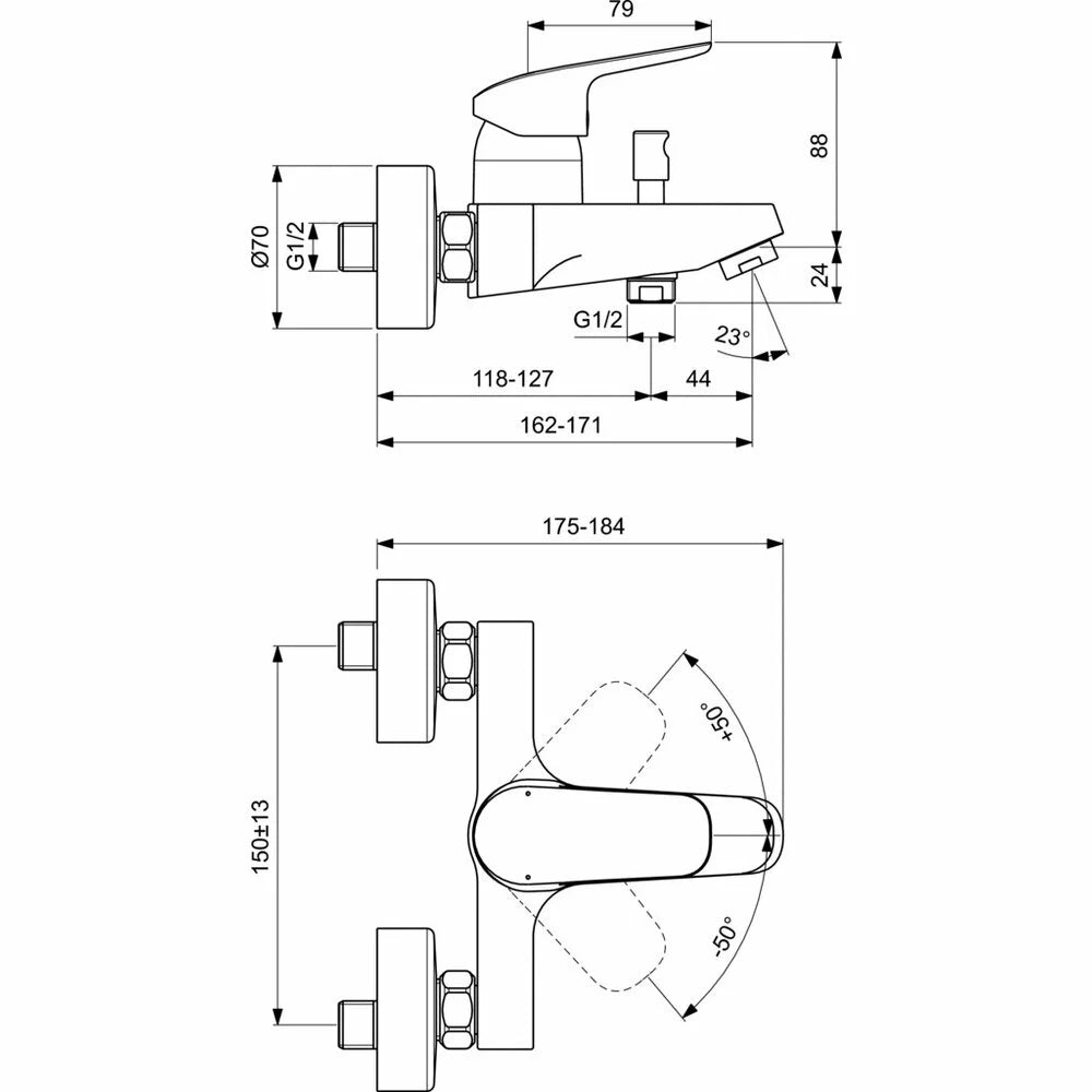 Baterie cada si dus Ideal Standard Ceraflex
