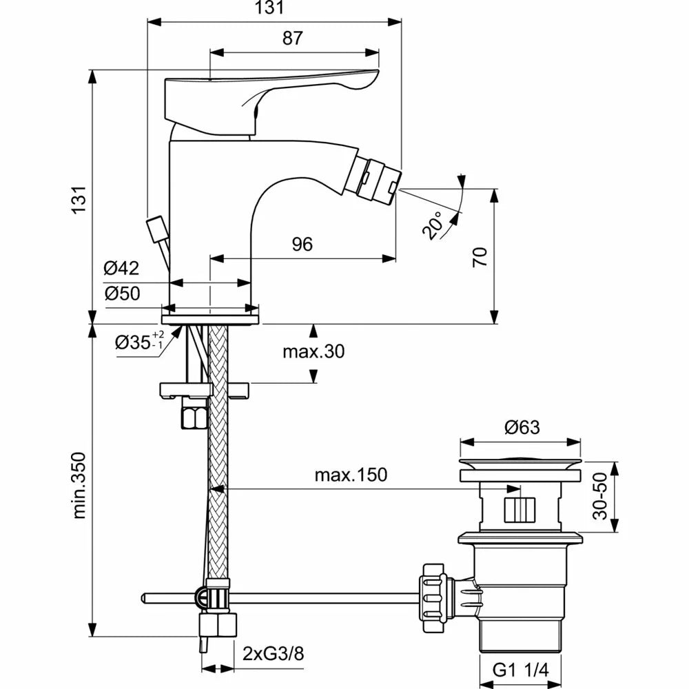 Baterie bideu Ideal Standard Alpha