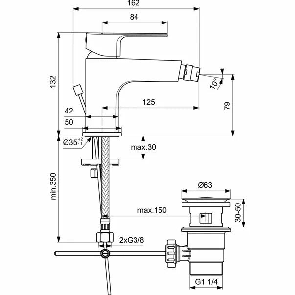 Baterie bideu Ideal Standard Cerafine d