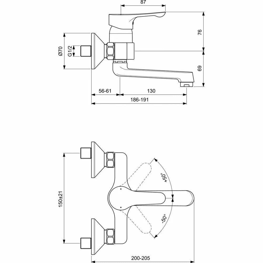 Baterie lavoar Ideal Standard Alpha de perete