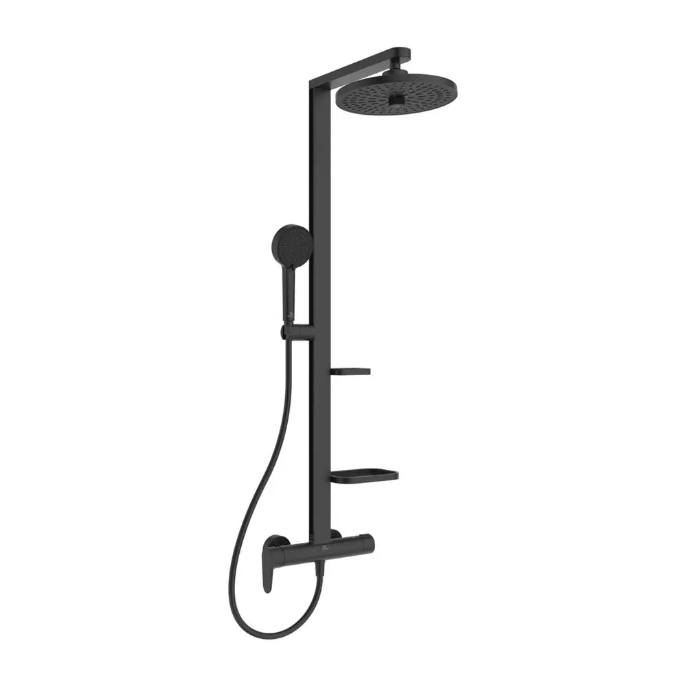 Sistem Ideal Standard dus monocomanda ceraflow alu+ , cap dus 260 mm 2 jeturi, furtun 1750MM si para 100MM 2 jeturi, silk black