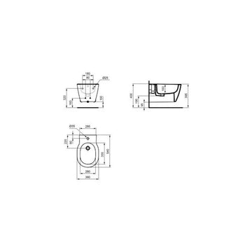 Bideu connect Ideal Standard suspendat 54X36 cu fixare complet ascunsa, alb lucios