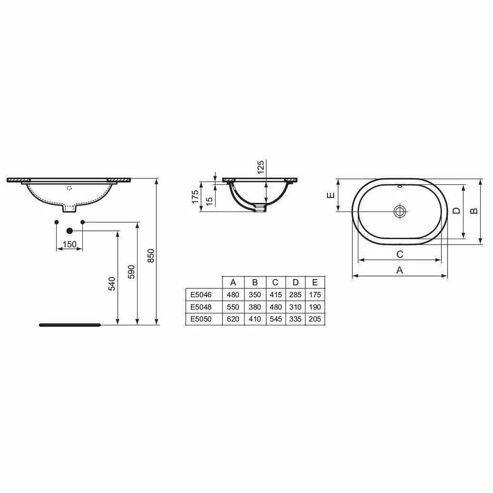 LAVOAR CONNECT OVAL 48X35 MONTAJ SUB BLAT