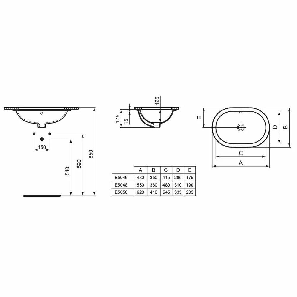 LAVOAR CONNECT 62X41 MONTAJ SUB BLAT