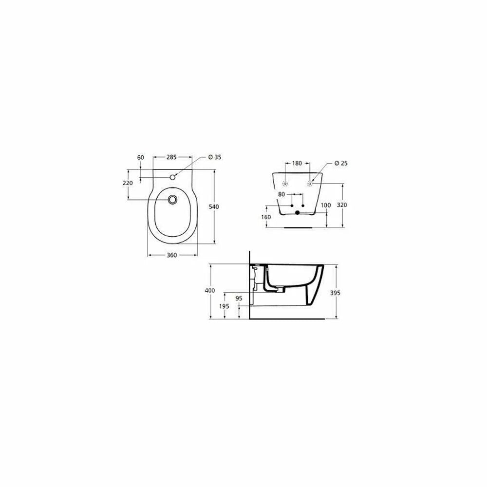 Bideu Ideal Standard Connect suspendat 54X36