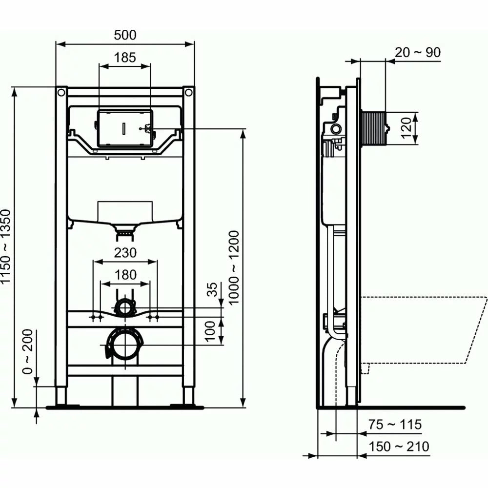 Sistem Ideal Standard instalare WC prosys 120 mm