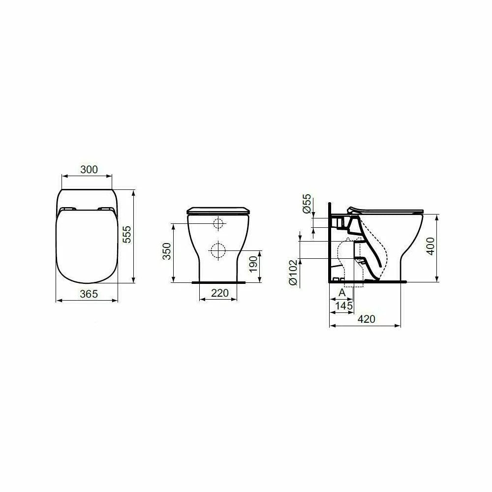 Vas WC Ideal Standard Tesi btw aquablade pentru rezervor incastrat