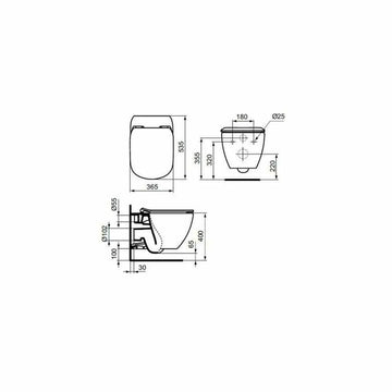 Vas WC tesi Ideal Standard suspendat aquablade, alb mat