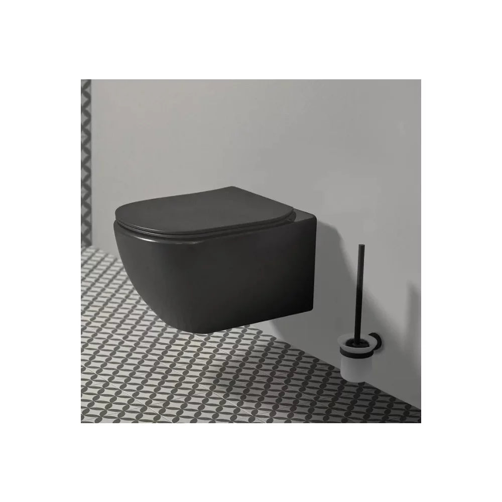 Vas WC Ideal Standard Tesi suspendat aquablade, 53.5X36.5, fixare complet ascunsa, negru mat, 54x36 cm