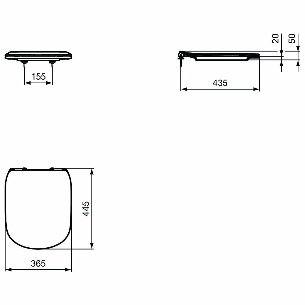 Capac WC Ideal Standard Tesi subtire soft-close alb mat, inchidere lenta, Slim