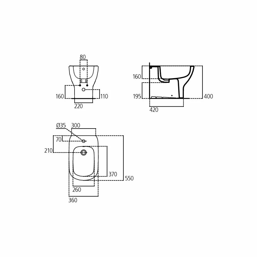 Bideu Ideal Standard Tesi btw 55X36 alb mat
