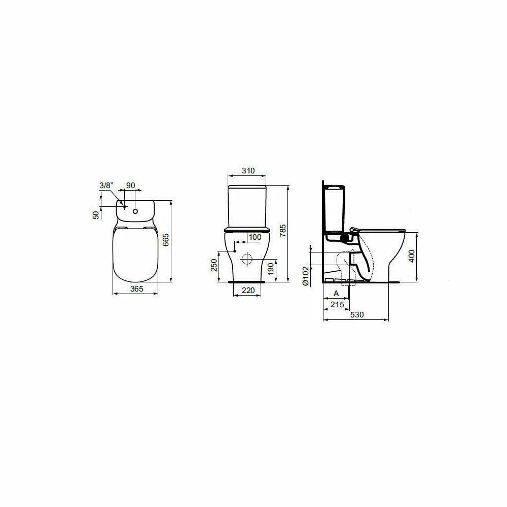 Rezervor WC Ideal Standard Tesi alimentare inferioara