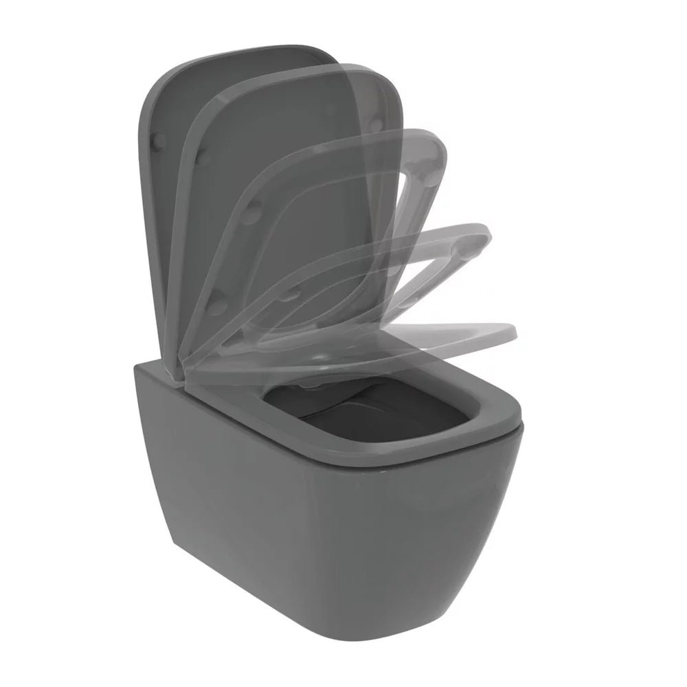 Vas Ideal Standard WC i.life b suspendat rimless+, 54X35.5, fixare complet ascunsa, gri lucios, 54 x 35 cm
