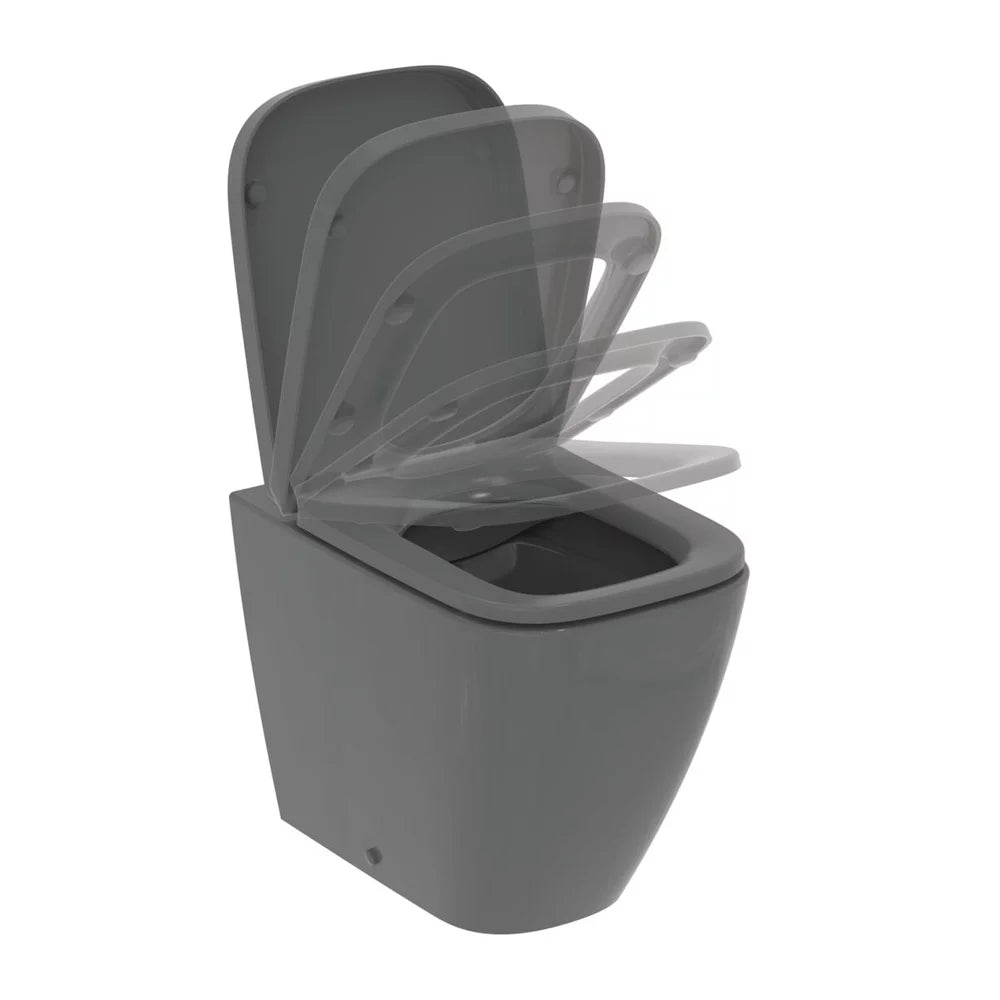 Vas Ideal Standard WC i.life b btw rimless+ pentru rezervor incastrat, 55.4X35.5 cm, gri lucios
