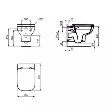 Vas Ideal Standard WC i.life a suspendat rimless