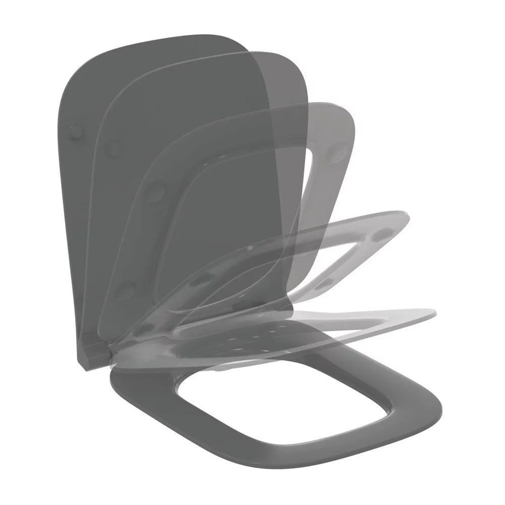 Capac Ideal Standard WC i.life b slim, soft-close gri lucios, inchidere lenta