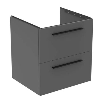 Unitate Ideal Standard lavoar i.life b suspendata 60 cm cu 2 sertare fara manere, gri cuart mat