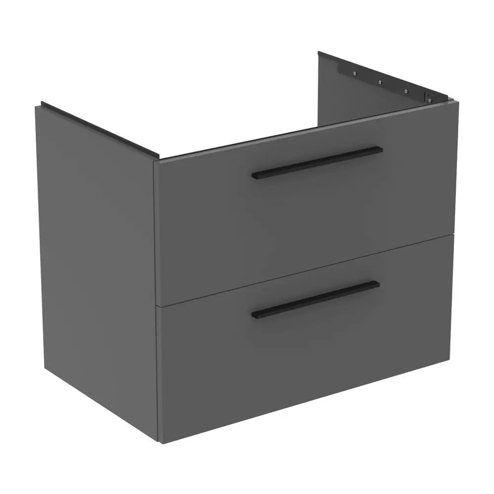Unitate Ideal Standard lavoar i.life b suspendata 80 cm cu 2 sertare fara manere, gri cuart mat