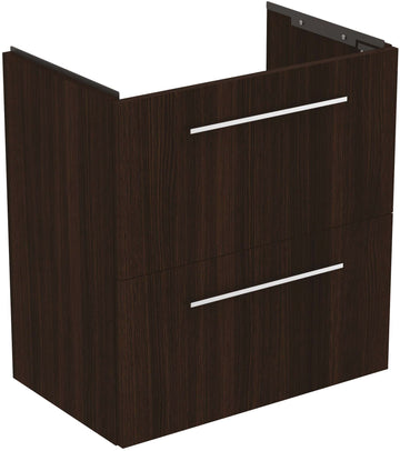 Unitate Ideal Standard lavoar i.life s susupendata 60 cm cu 2 sertare fara manere, stejar cafeniu
