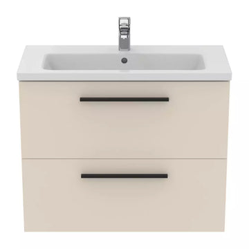Unitate Ideal Standard lavoar i.life s susupendata 80 cm cu 2 sertare fara manere, bej nisipiu mat