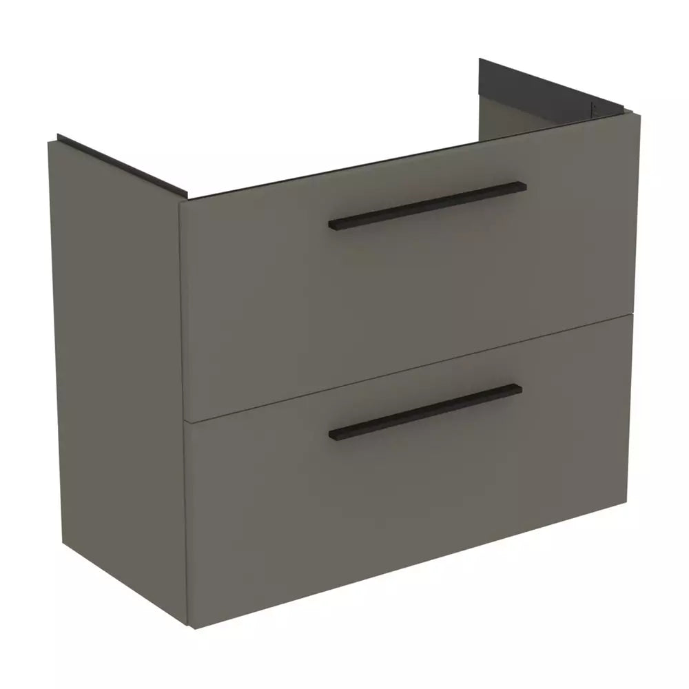 Unitate Ideal Standard lavoar i.life s susupendata 80 cm cu 2 sertare fara manere, gri cuart mat, 5x63 cm
