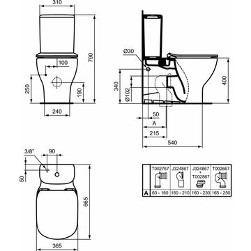 Vas WC tesi Ideal Standard btw aquablade 66.5X36.5 silk black new