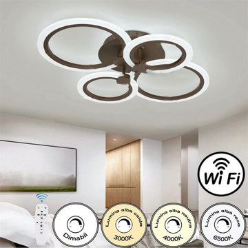 Lustra LED 4 cercuri Maro cu Telecomanda wifi 2.4G cu lumina/rece/calda/neutra intensitate reglabila