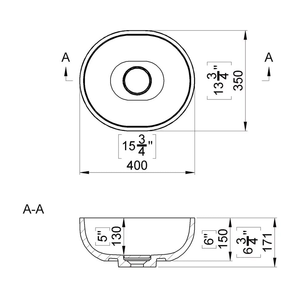 LAVOAR CHIRA OVAL 40X35X17.1 CM FARA PREPLIN