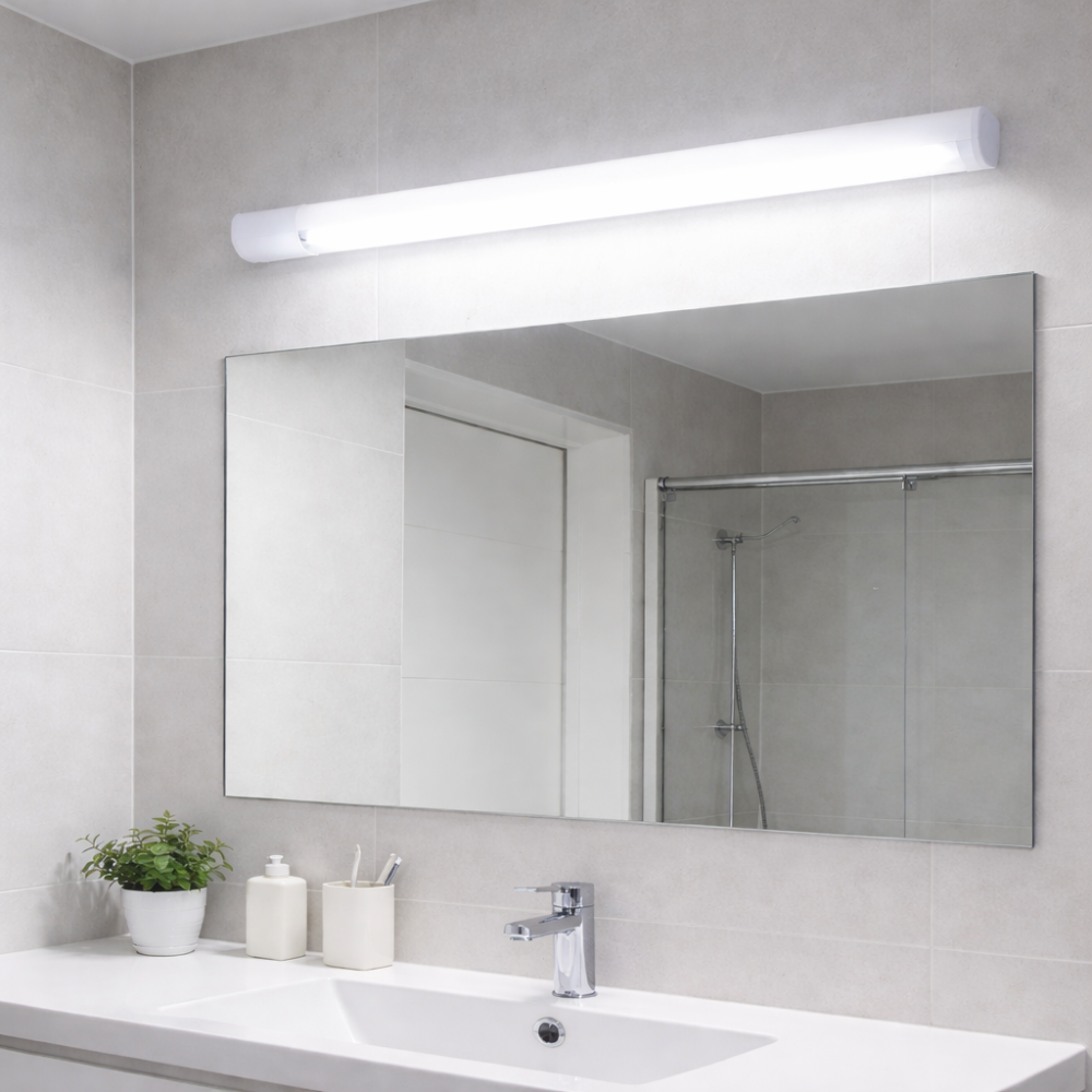 Corp LED baie alb, cu priza, 15w, 6500K, lumina rece, cu protectie IP44
