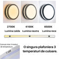 Plafoniera LED IP65 3CCT 3000lm, 300x55mm, IP65,2700K-4100K-6500K, Neagra