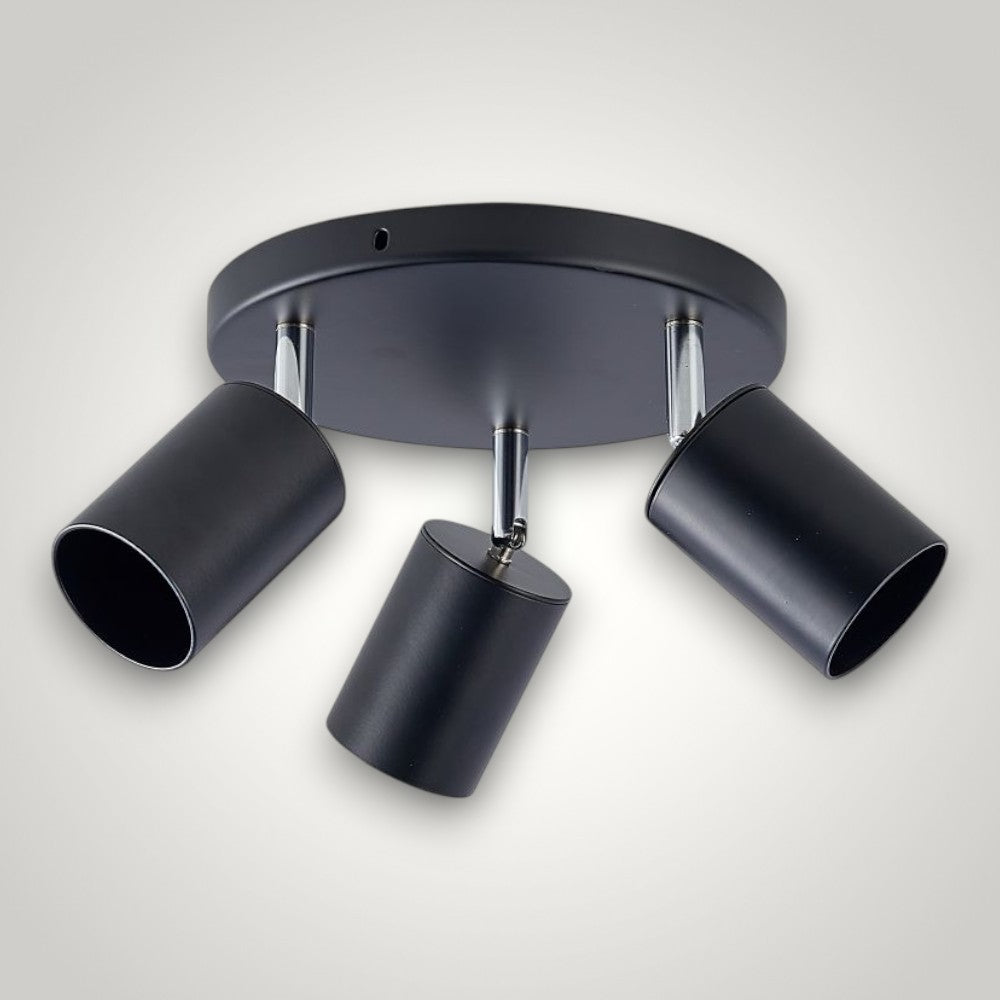 Spot Rotund Reglabil Negru 3 X GU10 200mm