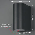 Aplica exterior negru IP44 max 5wx2xgu10 147x90x70mm