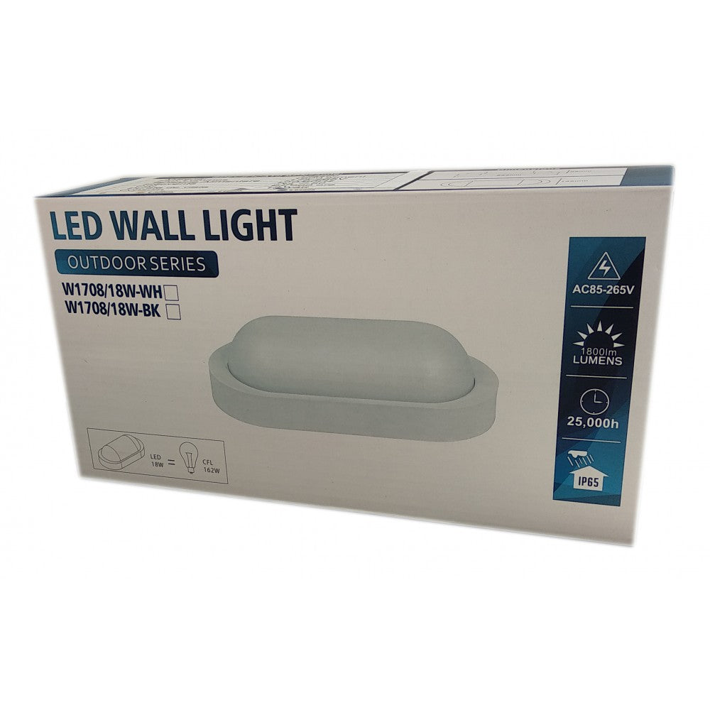 Aplica LED BAT Ovala 18W=162W, 3000K, lumina calda, cu protectie IP65