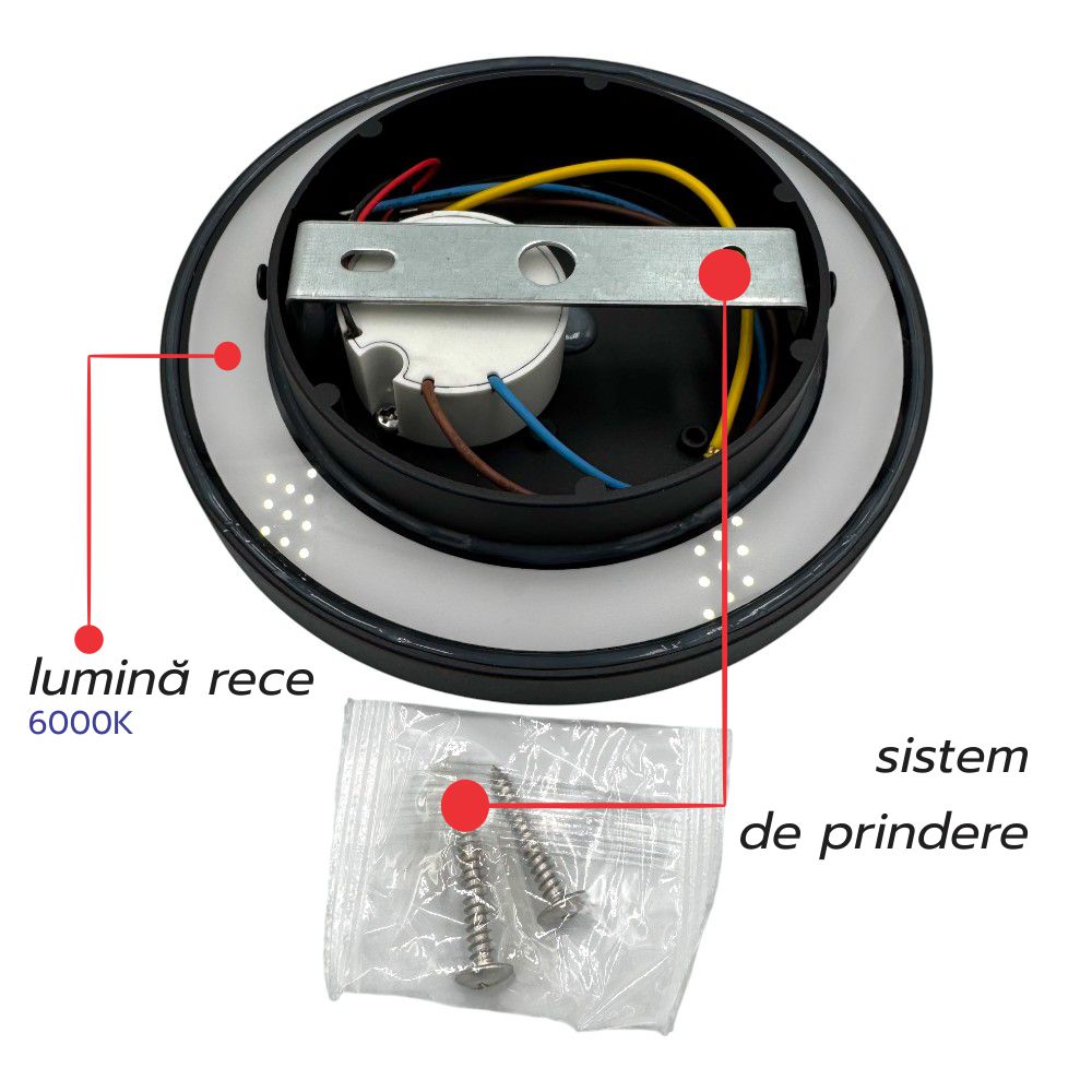 Aplica LED Perete Biscuit fi150, 12W, 6000K, lumina rece, cu protectie IP65