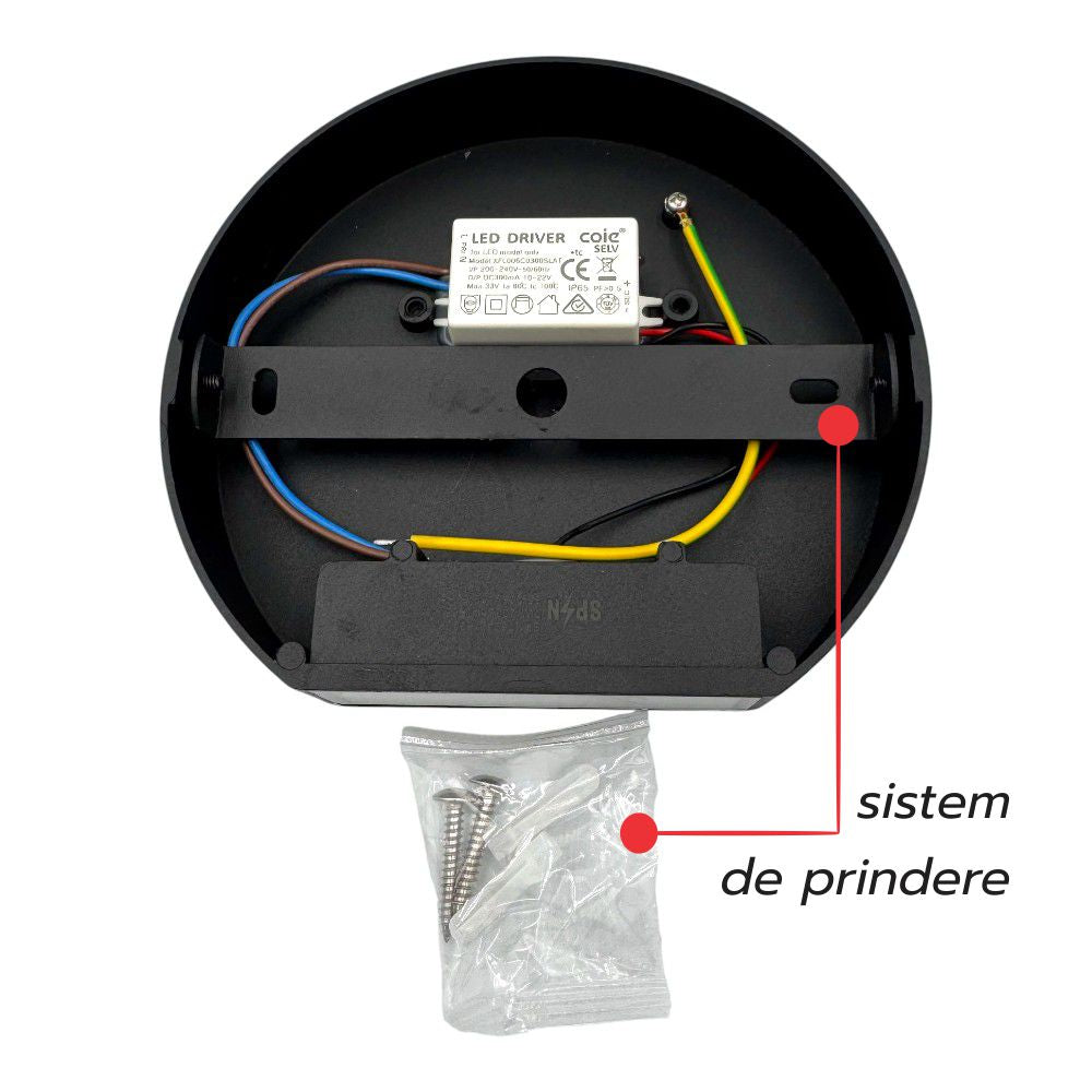 Aplica LED Perete Semicerc fi135, 7W, 6000K, lumina rece, cu protectie IP65