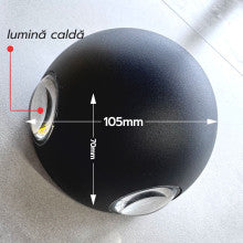 Aplica LED de exterior, Ø160mm, 12W=75W, 3000K, lumina calda, 1080Lm, IP65