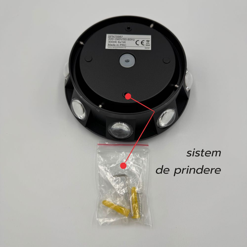 Aplica De Perete Meteor 8W, 3000k, Lumina Calda IP65