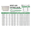 Spot Led Slim Patrat 193x193mm, 15W=100W, 2700K, lumina calda