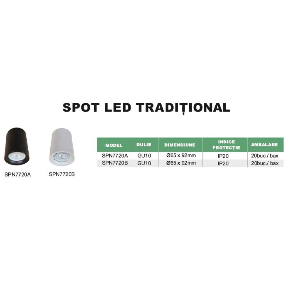 SPOT LED TRADITIONAL ALB CU DULIE 1XGU10