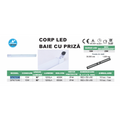 Corp LED baie alb, cu priza, 15w, 4000K, lumina neutra, cu protectie IP44