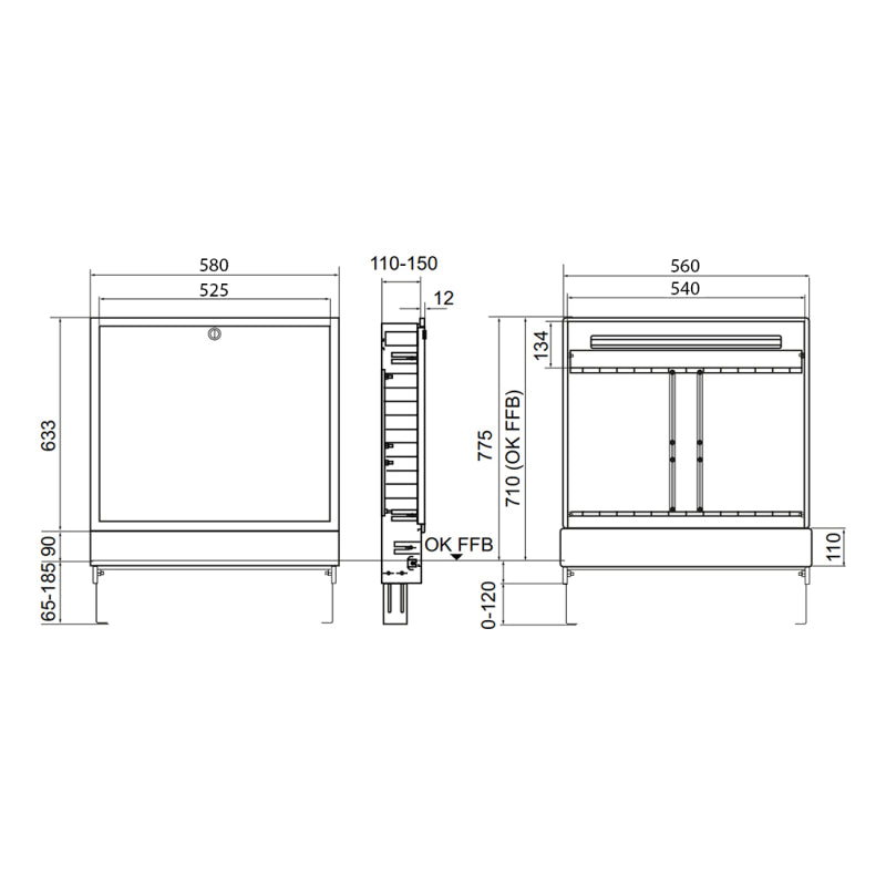 Caseta metalica pentru colectori, pentru incalzire in pardoseala cu agent termic, Tece, 540 x 900 x 150 mm