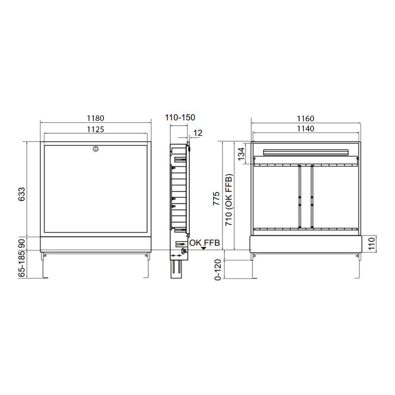 Caseta metalica pentru colectori, pentru incalzire in pardoseala cu agent termic, Tece, 1140 x 900 x 150 mm