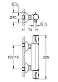 Set baterie dus termostatica GROHE Grohtherm 800 cu set dus Tempesta 100 cu bara 600 mm - imagine 4