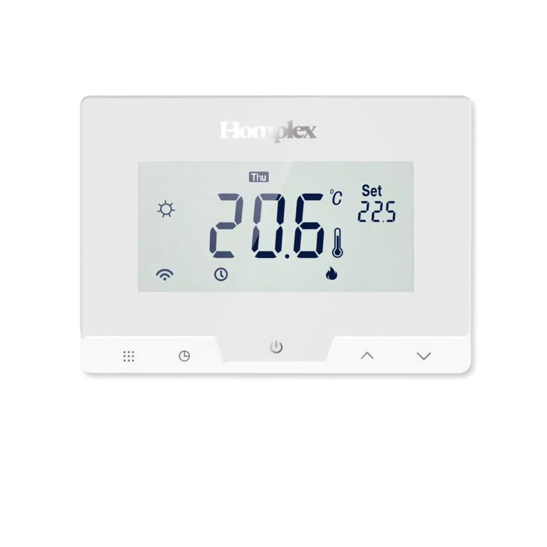 Termostat inteligent wireless Homplex 19 alb, Wi-Fi, programabil, cu control vocal Alexa si Google