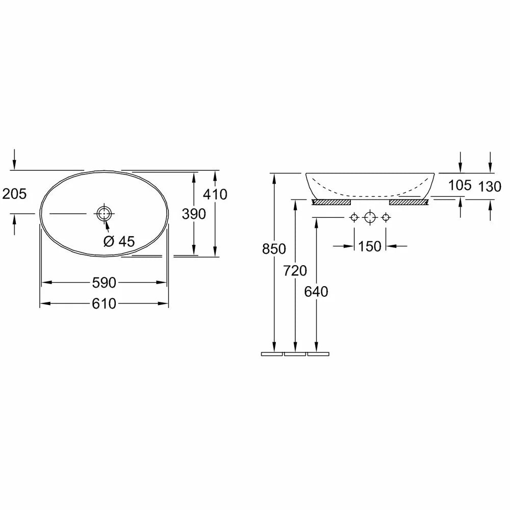 LAVOAR ARTIS OVAL PE BLAT 610X410 FARA PREAPLIN,ALB TITAN