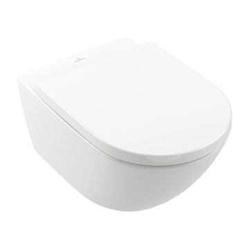 Set vas WC suspendat subway Villeroy&Boch 3.0 cu capac WC soft-close, quick  RELEASE(8M42S101), alb lucios