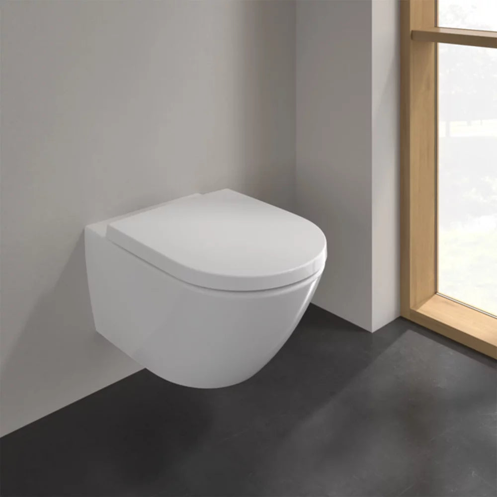 Set vas WC suspendat Villeroy&Boch Subway 3.0 cu capac WC soft-close, quick RELEASE(8M42S101), alb lucios